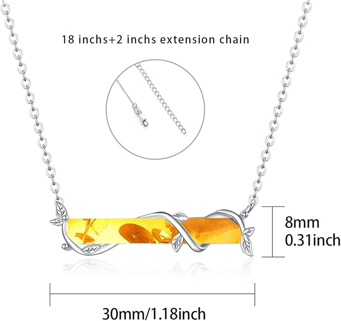 Bar Opal Leaf Necklace For Women S925 Sterling Silver White Opal Pendant with Leaf Charm Bar Pendant Jewelry Gift For Mom Daughter Wife