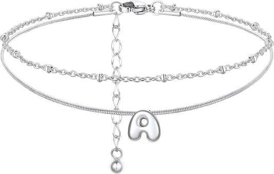 ChainsProMax Initial Ankle Bracelets for Women, Waterproof Anklets Bracelet Adjustable Summer Beach Women Foot Jewelry, Stainless Steel/Gold Plated-Send Gift Box/Letter A-Z