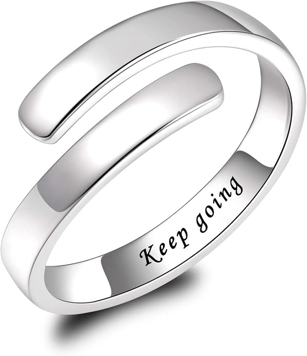 BEILIN 925 Sterling Silver Inspirational Jewelry Rings Adjustable Ring Personality Encouragement Gift for Teens Women