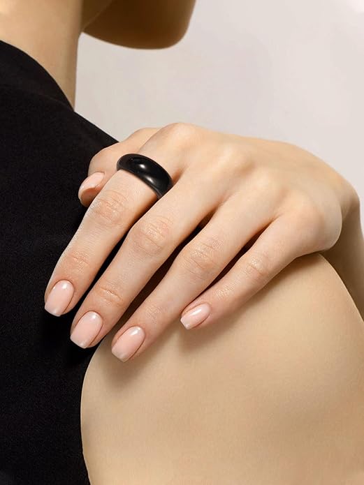GOLDCHIC JEWELRY Chunky Dome Ring for Women, Stainless Steel Bold Stacking Croissant Statement Ring For Men (Size 7-12, Custom)