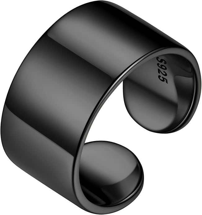 ChicSilver Silver Toe Rings for Women Balck Toe Rings for Women Non Tarnish Wide Band Toe Ring Black Toe Jewelry for Summer Beach