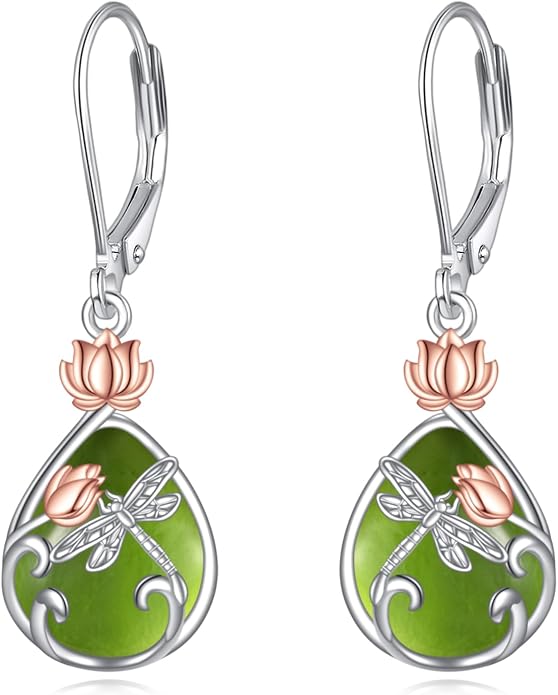 AOBOCO Teardrop Dangle Earrings for Women 925 Sterling Silver Moonstone Flower Filigree Leverback Jewelry Birthday
