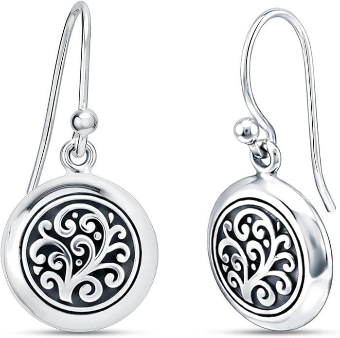 LeCalla 925 Sterling Silver Filigree Dangle Drop Earrings | Lightweight Antique Balinese Teardrop Dangle Drop Earring for Women