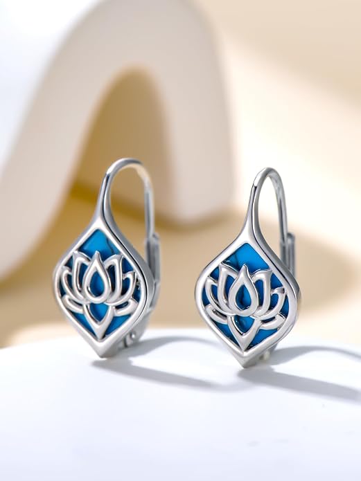 WINNICACA Leverback Earrings for Women 925 Sterling Silver Tree of Life Earrings Dangle Drop Turquoise Moonstone Moss Agate Heart Jewelry Gifts for Women Her Wife Anniversary Birthday Gifts