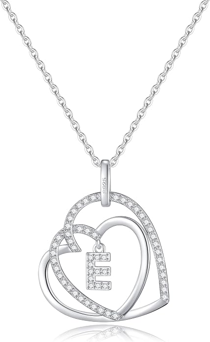 Infinity Heart Necklaces for Women, S925 Sterling Silver Initial Necklace Womens Jewelry Mothers Day Gifts Girls Valentines Gifts for Her Christmas Birthday Gifts for Women Mom Wife Girlfriend