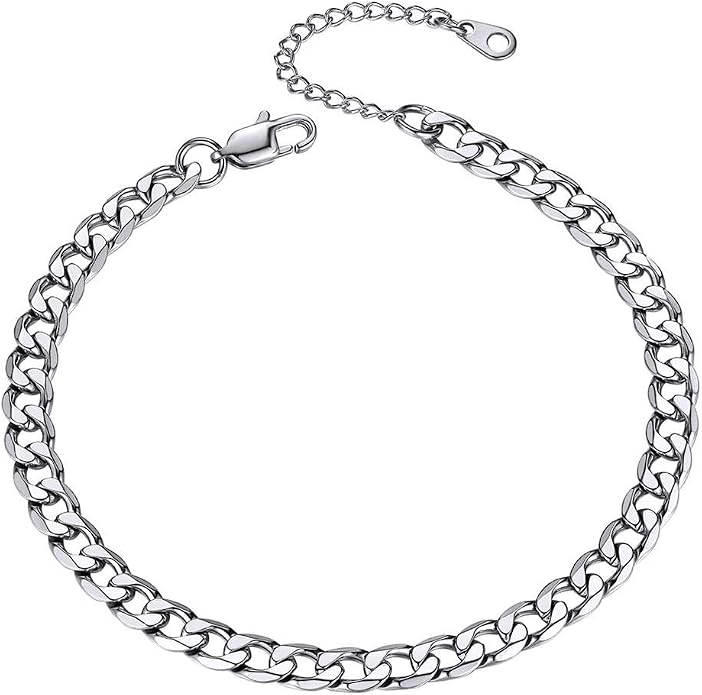 GoldChic Adjustbale Link Chain Anklet for Women Summer Jewelry, 316L Stainless Steel Figaro/Wheat/Twist Rope/Cuban Foot Bracelet-Waterproof, Resizable 9"-12" (Gift Box Included)