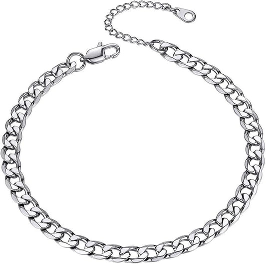 GoldChic Adjustbale Link Chain Anklet for Women Summer Jewelry, 316L Stainless Steel Figaro/Wheat/Twist Rope/Cuban Foot Bracelet-Waterproof, Resizable 9"-12" (Gift Box Included)