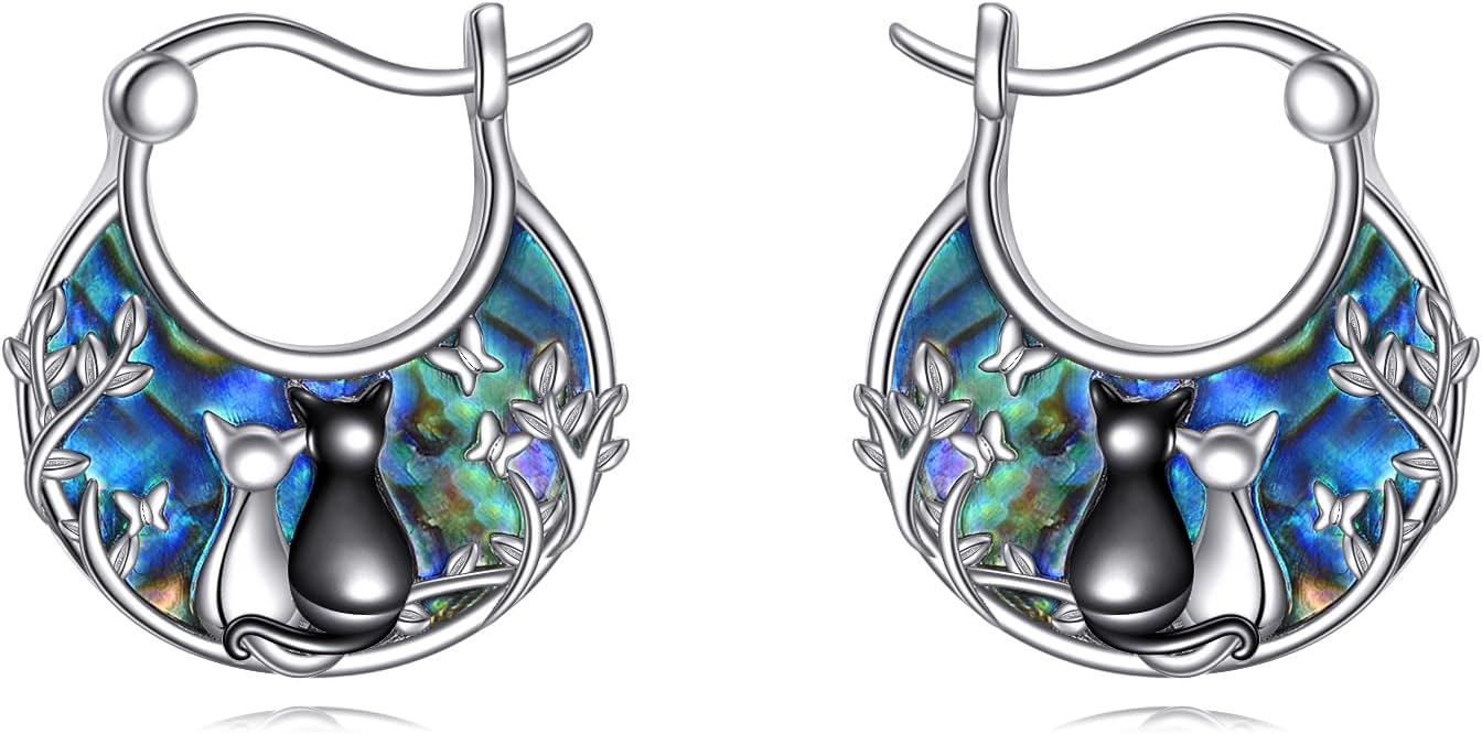 Tree of Life/Sunflower/Mountain/Daisy/Flower/Dragonfly/Butterfly/Earrings 925 Sterling Silver Hoop Earrings for Women
