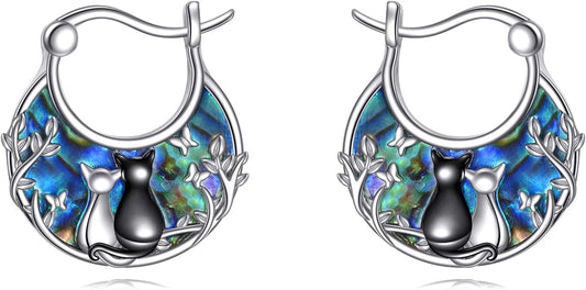 Tree of Life/Sunflower/Mountain/Daisy/Flower/Dragonfly/Butterfly/Earrings 925 Sterling Silver Hoop Earrings for Women