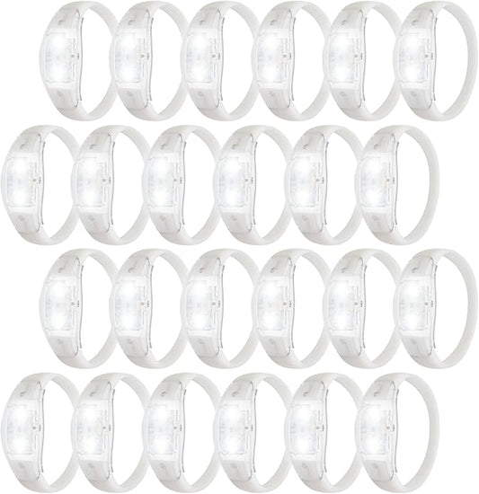 24 Pack Light UP Bracelets Sound Activated Flashing Wristbands Music Control Glow in the Dark Bracelets for Rave Game Prizes Carnival Concerts Night Events Mardi Gras Party Favors