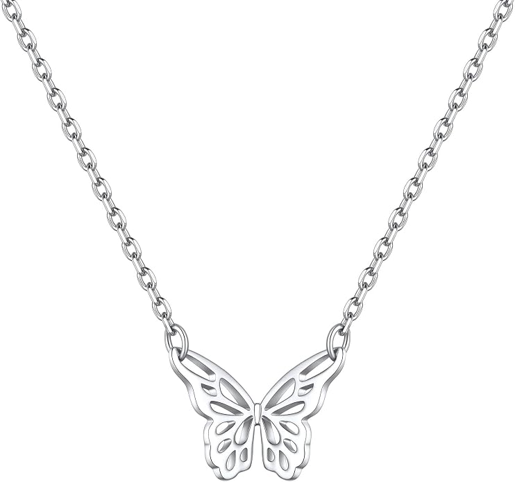 ChicSilver 925 Sterling Silver Cross/Heart/Butterfly/Star/Moon Necklace for Women, Hypoallergenic Dainty Small Silver Pendant Necklaces (with Gift Box)