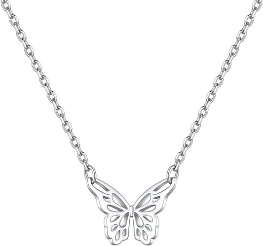 ChicSilver 925 Sterling Silver Cross/Heart/Butterfly/Star/Moon Necklace for Women, Hypoallergenic Dainty Small Silver Pendant Necklaces (with Gift Box)