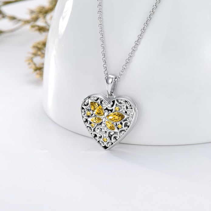 Dorunmo Personalized Locket Necklace 925 Sterling Silver that Holds Pictures Butterfly Birthstone Photo Heart Locket Custom Jewelry Congratulations New Beginnings New Job Gifts for Women