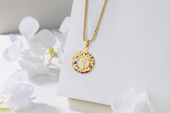 Tree of Life Necklace for Women 925 Sterling Silver Family Tree of Life Pendant with Austrian Crystal 22 Inches Chain