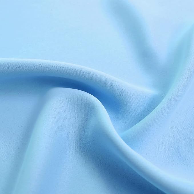 Blackout and Sheer Curtains Set- Mix & Match Window Treatments Light Blocking Drapes 2 Layers Decor with Tie-Backs for Kids/Girl's Bedroom, Living Room, 52 by 96 in, Light Blue, 2 PCS