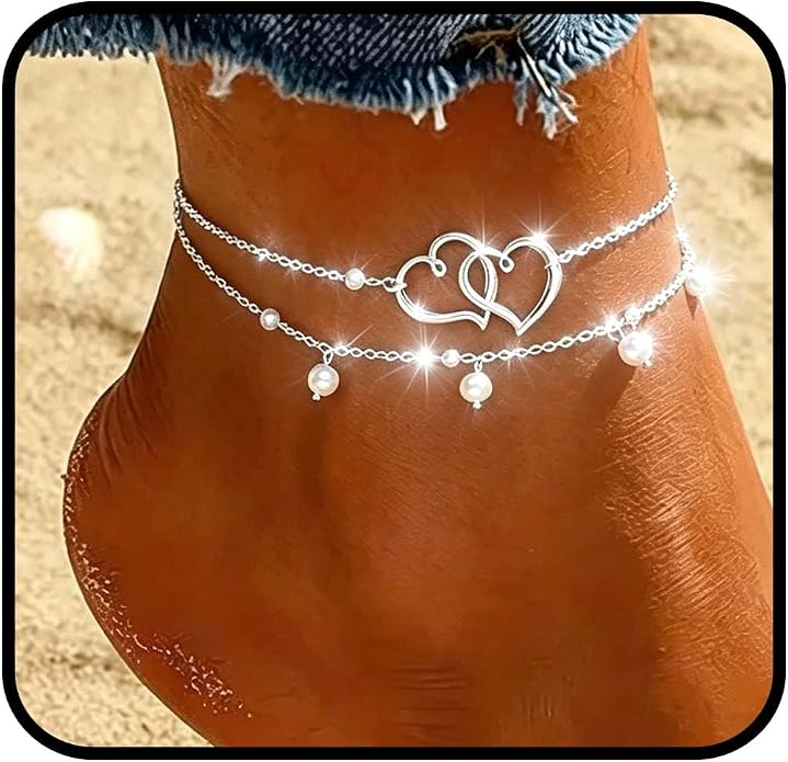 Yalice 925 Sterling Silver Ankle Bracelets for Women Dainty 14K Gold Plated Anklets Set Shiny Waterproof Ankle Chain Cross Beach Foot Jewelry Gifts