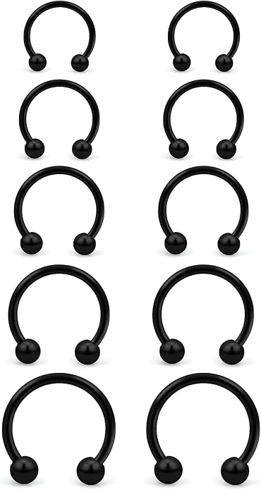 20G-00G Septum Rings Ear Gauges Earrings Stretching Kit 316L Surgical Steel Horseshoe Septum Pa Piercing Jewelry for Women 10mm 12mm 14mm 16mm
