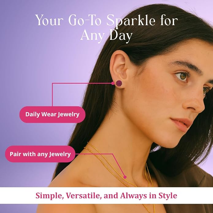 Gempires Gemstone Druzy Stud Earrings for Women 14k Gold Plated Handmade Prong Set Studs Raw Crystal Hypoallergenic Jewelry Minimalist Every Ocassion Gift
