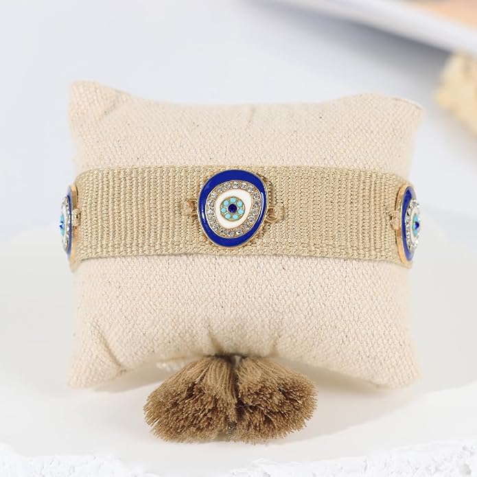 Evil Eye Woven Lover Friendship Bracelets Handmade Adjustable Tassel Friend Gift for Women An Elegant Talisman of Protection and Good Fortune