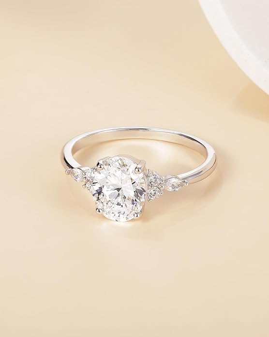 TIGRADE 3CT Engagement Ring Oval Cut Cubic Zirconia Marquise Round CZ Eternity Wedding Band for Women Size 3-12