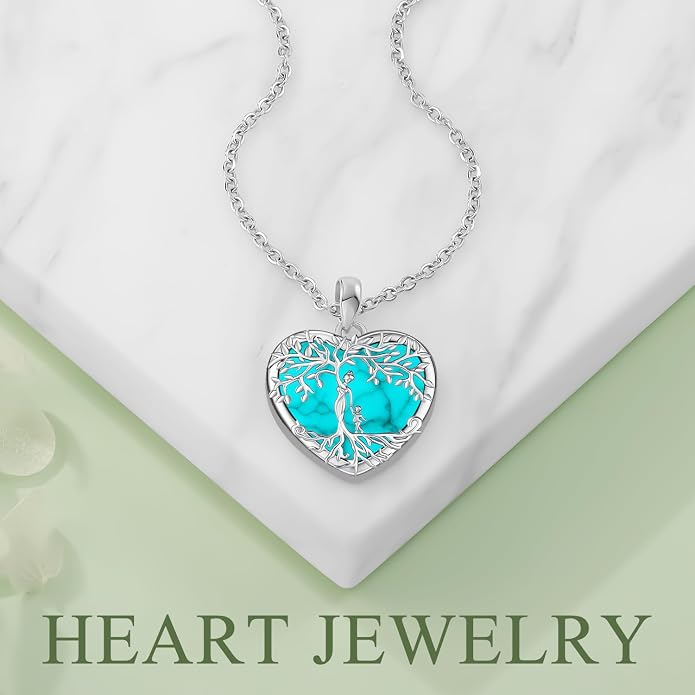 Odinstone Tree of Life Necklace, Sterling Silver Pendant for Women Family Tree Necklaces Jewelry for Mom/Wife/Grandma(With Fine Gift Box)