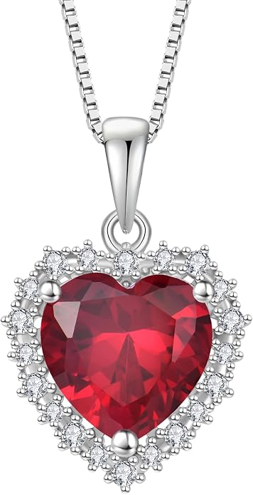 STARCHENIE 925 Sterling Silver Heart Birthstone Pendant Necklace for Women | Genuine 925 silver pendant, heart birthstone, love heart design, 925 silver 18+2" adjustable chain