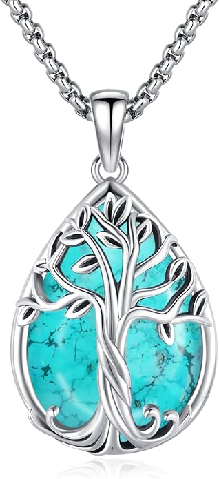 Turquoise Jewelry for Women Men 925 Sterling Silver Pendant Urn Necklaces for Ashes Picture Locket Necklace Thor Hammer Yggdrasil Virgen De Guadalupe St Michael Christopher Judas Witches Knot Necklace