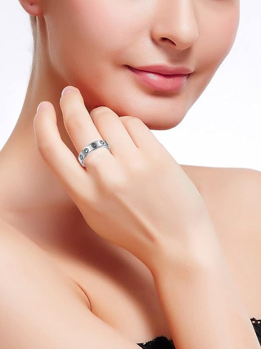 OreilleStar Anxiety Ring for Women Spinner Ring Titanium Stainless Steel Fidget Ring Men 6mm Width With Dog Paw Kitty Cat Face Evil Eye Pattern Spinning Outer Band Size 6 7 8 9 10