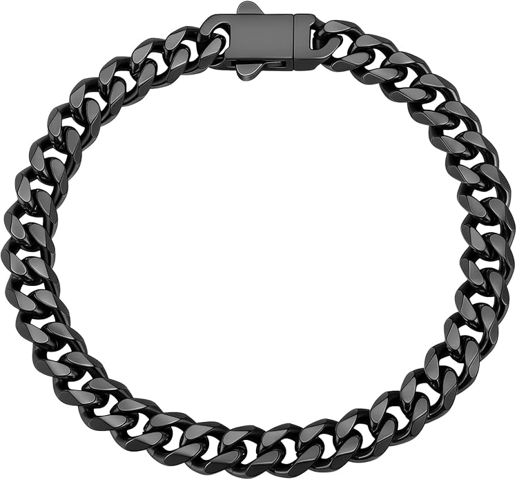 Fiusem Mens 14K Gold Plated Bracelets for Men, Stainless Steel Cuban link Bracelet for Men