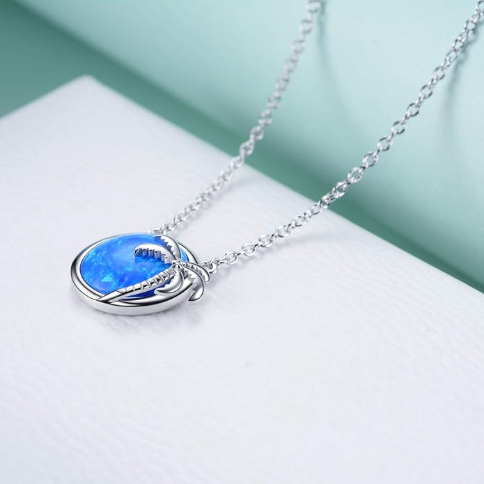SOULMEET Palm Tree Jewelry Necklace for Women Sterling Silver Simulated Opal Necklace for Her