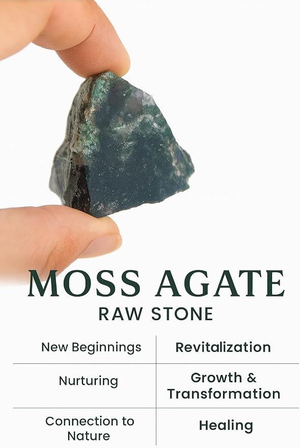 Large 1.25-2.0” Natural Moss Agate Raw Crystals Stones for Meditation, Chakra, Reiki, Crystal Grid, Energy Work, Wire Wrapping, Tumbling & Spiritual Home Decor
