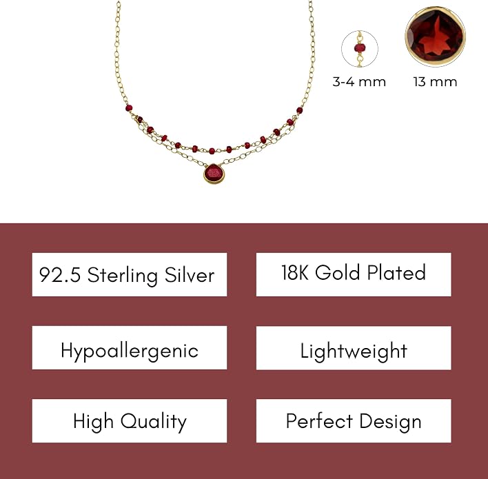 Layering Necklace for Women, Premium Layered Gold Healing Crytsal Necklaces - Tarnish Free 18K Gold Vermeil Certified S925 Classic Stack Necklace Gold Jewelry for Women - Mothers Day Gifts for Mom Wife