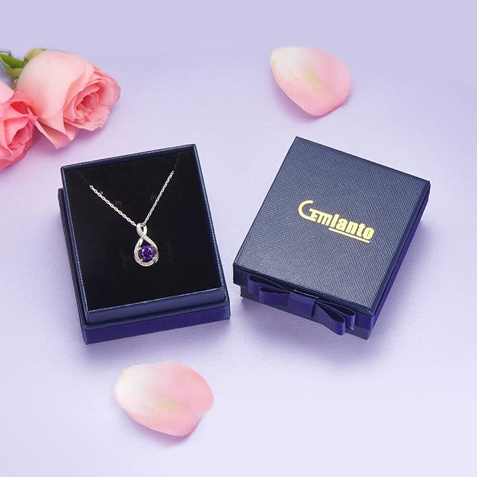 925 Sterling Silver Birthstone Necklace for Women Infinity Necklaces Birthday Anniversary Fine Jewelry Gifts for Mother Women, Adjustable Chain