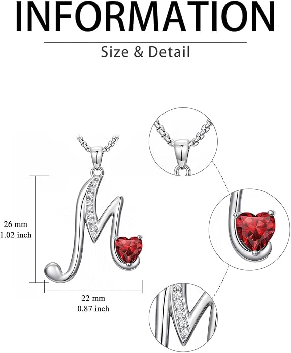 Birthday Gifts for Women Alphabet A to Z Initial Birthstone Pendant Necklaces for Women - 18k White Gold Plated Personalized Name Jewelry Anniversary Graduation Gifts for Wife Her Daughter Girlfriend(with Gift Box)