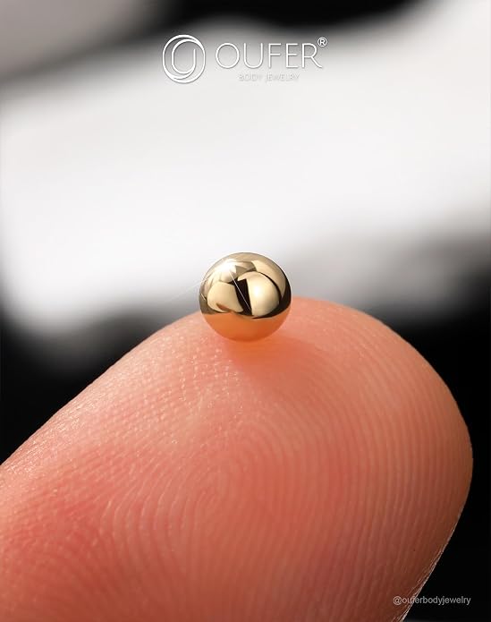 OUFER 14K Solid Gold Clea CZ Replacement Ball Externally Threaded for Belly Button Rings