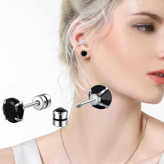 10 Pairs 20 Stainless Steel Ear Stud Piercing Barbell Screw Back Studs Earrings Cubic Zirconia Double Sided Cartilage Earring