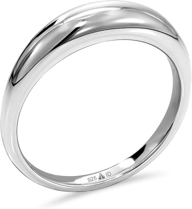 DEVATA Gold or Rhodium Plated Sterling Silver 925 – Eternity, Band Ring for Women – Heart, Knot, Clover, Infinity, Mariner, Cable, Curb, Cuban, Figaro, Daisy, Rope, Ribbed, Dome