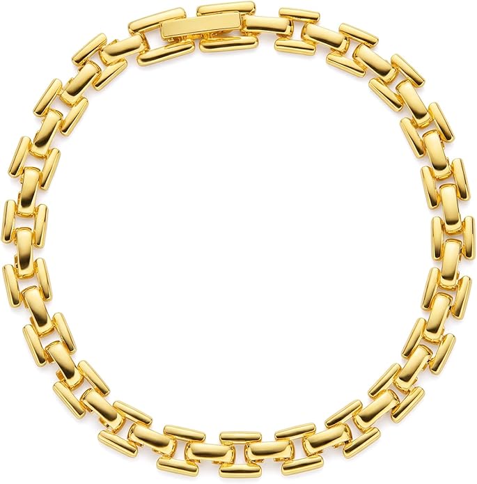 FRUMOS 18K Gold Plated Brass Bracelet for Women, Dainty Adjustable Chain Bracelet, Hypoallergenic Fashion Jewelry for Daily Wear