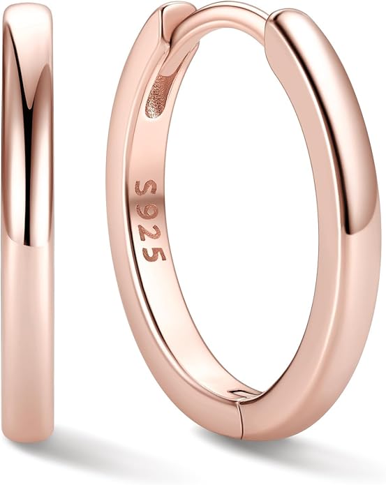 ChicSilver 925 Sterling Silver Huggie Hoop Earrings Small Hoop Earrings for Women Hypoallergenic Silver Huggie Earring Cartilage Earrings for Women (6/8/10/12/14/16/18/20MM)