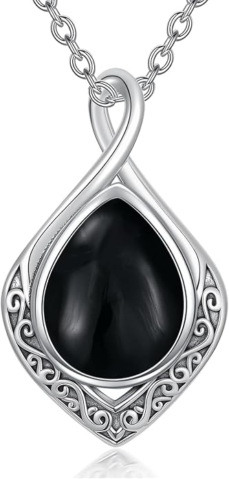 PELOVNY Celtic Knot Necklaces for Women 925 Sterling Silver Gemstone/Birthstone Teardrop Infinity Necklace Irish Celtic Pendant Jewelry Gifts for Mom Daughter Wife