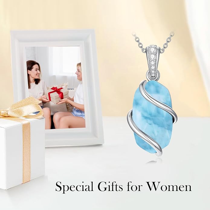 HPQQ Necklace for Women 925 Sterling Silver Dainty Gemstone Pendant Fine Jewelry Birthday Mothers Day Gifts for Mom Wife Her