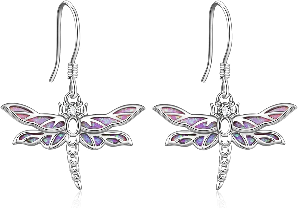 Butterflygold/Cat/dog/Dragonfly/Orca/Bee/Amber/Axolotl/Toothless/Hedgehog/Dragon/Snake/Horse/Mushroom/Anime/Dragonfly Earring for Women Sterling Silver Animals Drop Earring Jewelry Hypoallergenic (silver-butterfly)