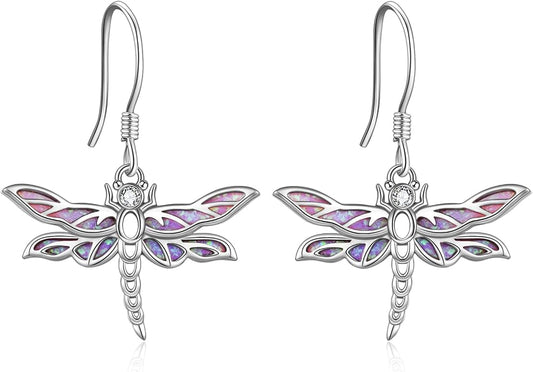 Butterflygold/Cat/dog/Dragonfly/Orca/Bee/Amber/Axolotl/Toothless/Hedgehog/Dragon/Snake/Horse/Mushroom/Anime/Dragonfly Earring for Women Sterling Silver Animals Drop Earring Jewelry Hypoallergenic (silver-butterfly)