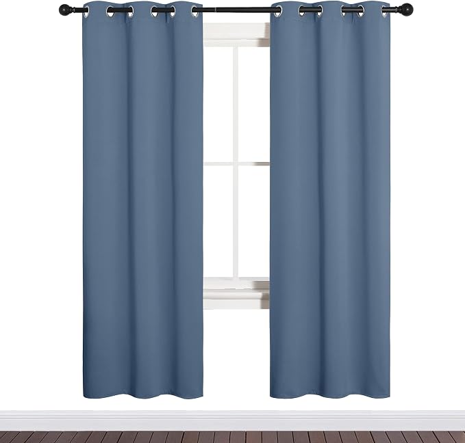 NICETOWN Blackout Curtains for Bedroom, Home Decoration Thermal Insulated Noise Reducing Curtains & Drapes for Boys Room, Privacy Panels (Stone Blue, 34" Wide by 72" Long)