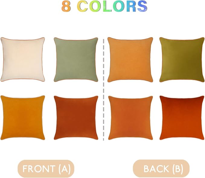 8-Colors Velvet Throw Pillow Covers 18x18 Inch Set of 4 Decorative Velour Pillowcases Modern Double-Colored Cushion Covers for Sofa Couch,Green/Yellow
