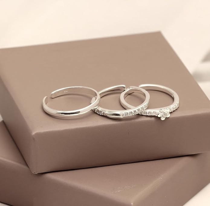 Charmsy 925 Sterling Silver Toe Rings for Women | Minimalist Open Adjustable Toe-Rings Band | Women's Cuff Toe Ring Summer Beach Foot Jewelry