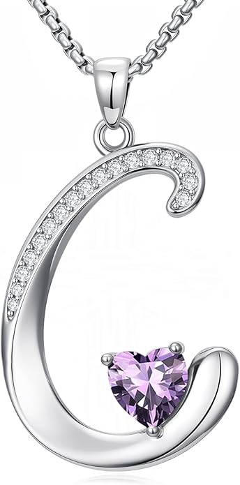 Birthday Gifts for Women Alphabet A to Z Initial Birthstone Pendant Necklaces for Women - 18k White Gold Plated Personalized Name Jewelry Anniversary Graduation Gifts for Wife Her Daughter Girlfriend(with Gift Box)