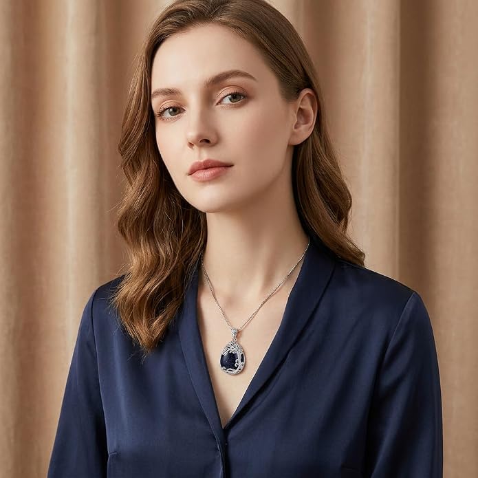 Teardrop Moonstone Necklace for Women Tree of Life/Filigree Birthstone Pendant Necklace Jewelry