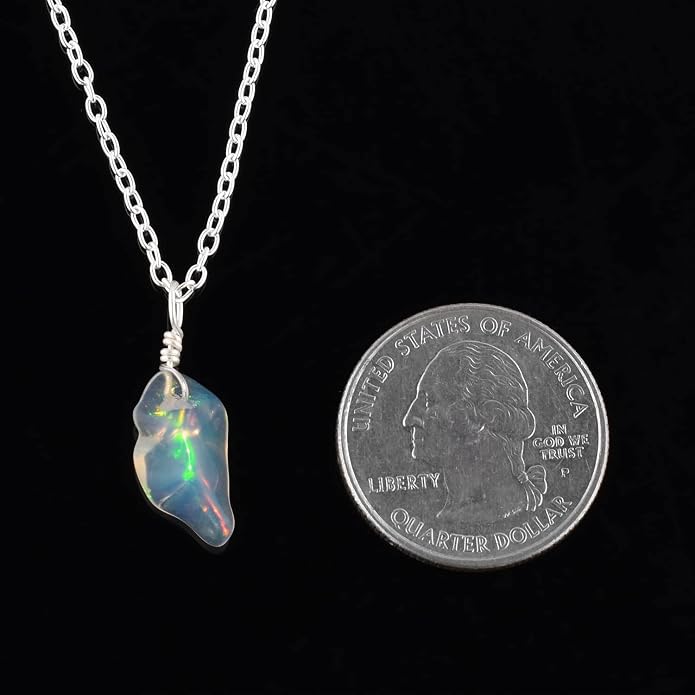 Natural Gemstone Pendant Necklace for Women Handmade Birthstone Healing Crystal Jewelry Chain 20" Stone Birthday Christmas Wedding Gifts for Her