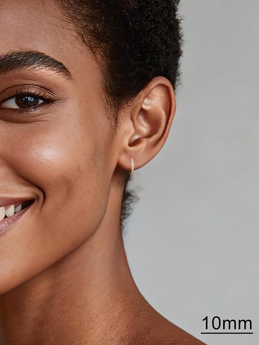 SILVERCUTE 925 Sterling Silver Huggie Hoop Earrings for Women,Hypoallergenic Small Hoop Earrings Lightweight Silver/14K Gold Hoops Cartilage Earrings for Women,8/10/12mm